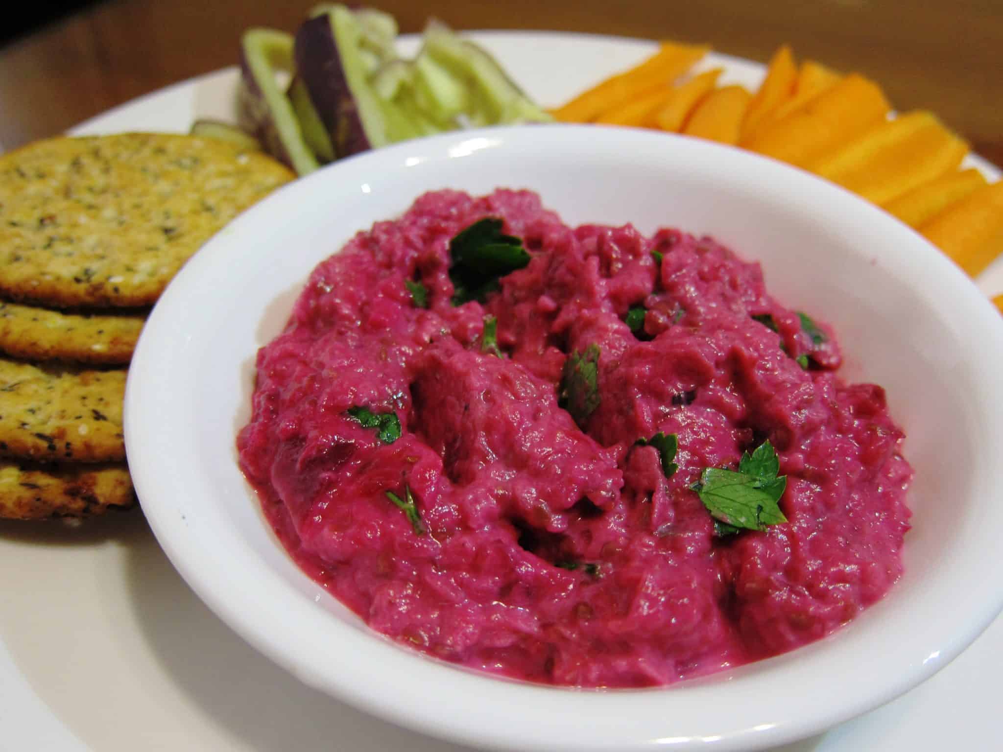Roasted Eggplant Dip with Beets Babaganosh