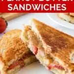 Pinnable image of grilled peanut butter jelly sandwich.