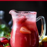 Image with text: Strawberry Agua Fresca summer drink