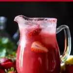 Image with text: Strawberry Agua Fresca summer drink