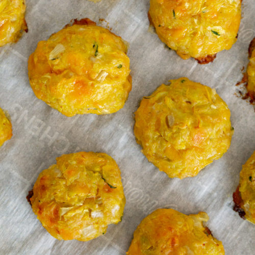 baked veggie tots on a baking sheet