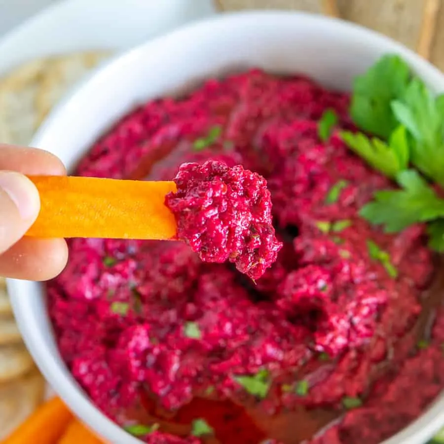 roasted eggplant dip with beets