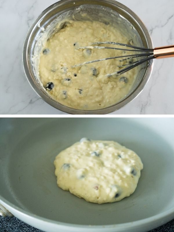steps for how to cook blueberry oat pancakes