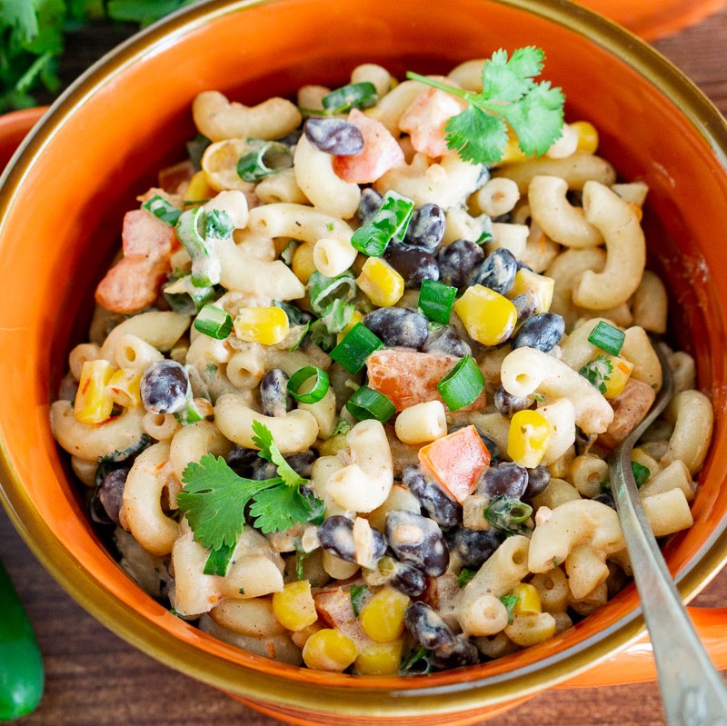 Mexican pasta salad in a bowl