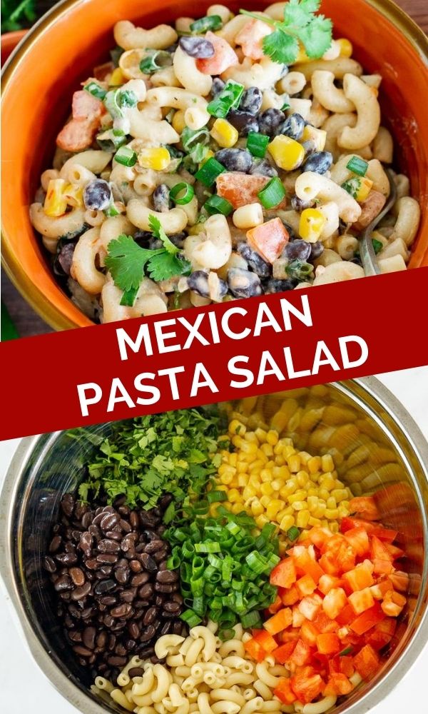 Mexican pasta salad graphic for pinterest