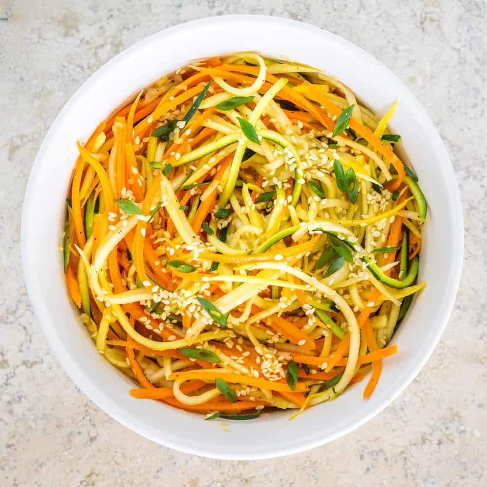 zucchini carrot salad with sesame ginger dressing