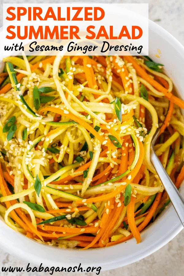 zucchini salad sesame ginger dressing pinterest image