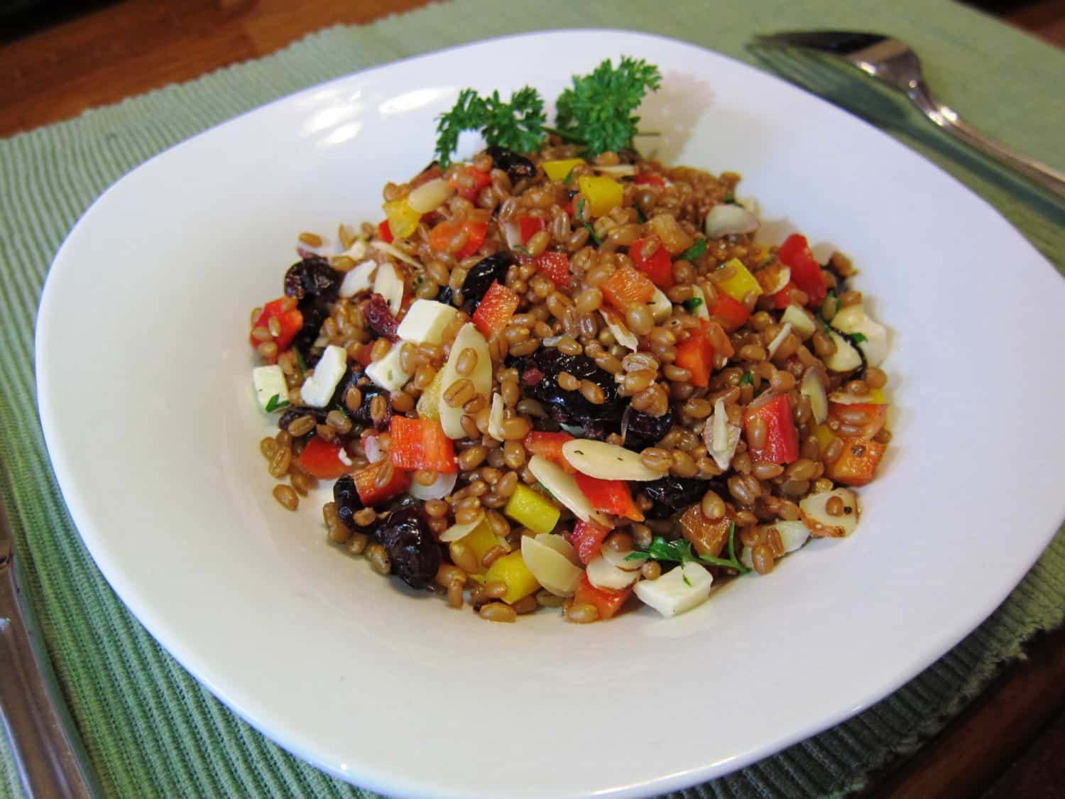 Red wheat berry salad