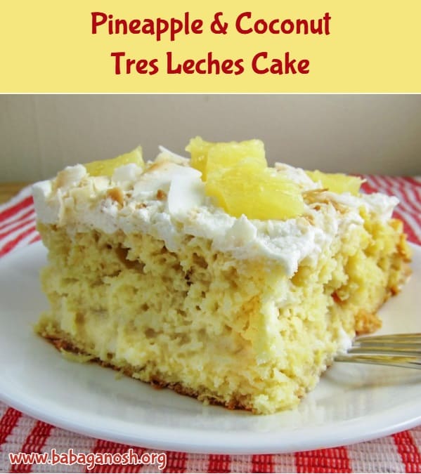 pineapple and coconut tres leches cake pinterest image