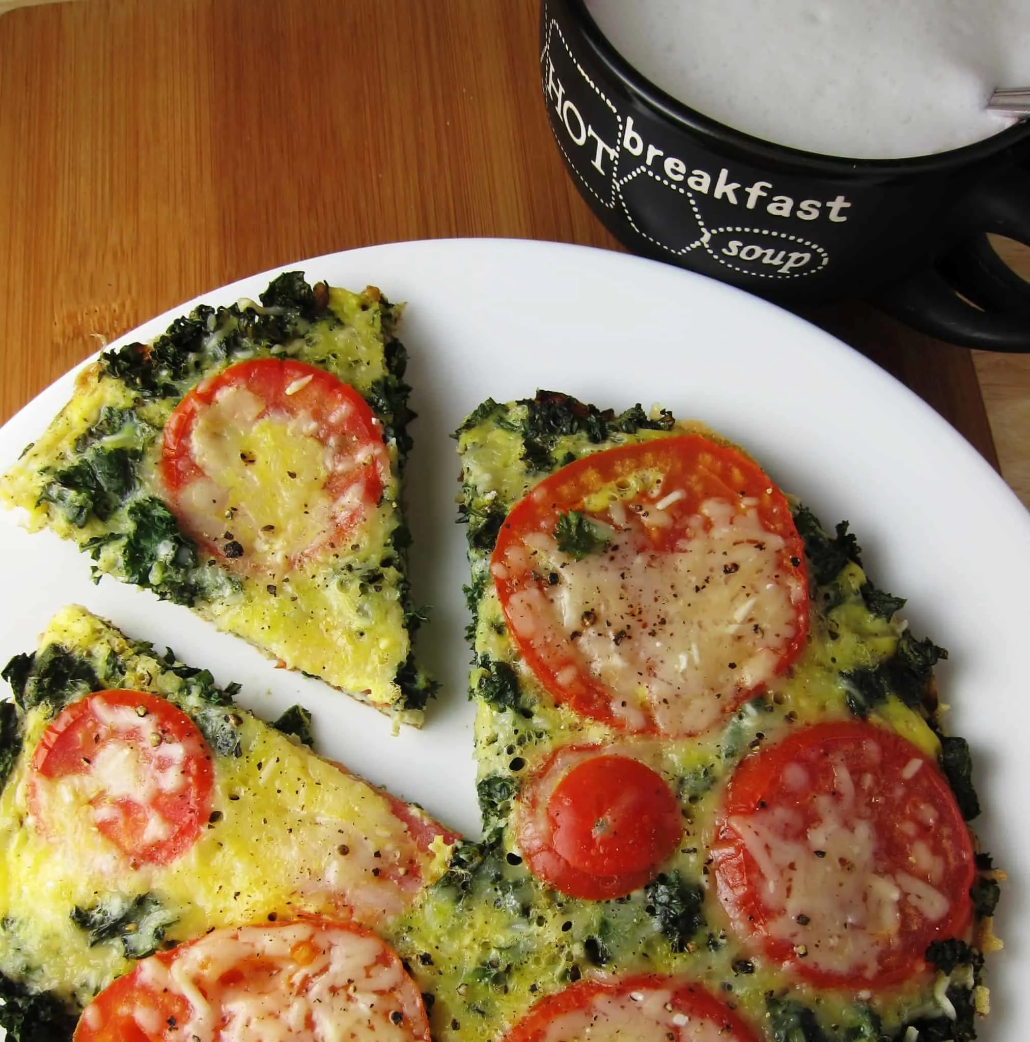 No bake frittata with a cup of coffee.