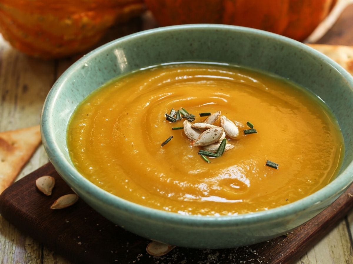 coconut curry butternut squash soup in a bowl