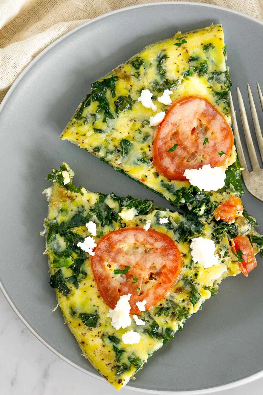 Stovetop frittata slices on a plate.