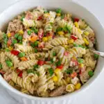 tuna pasta salad in a bowl