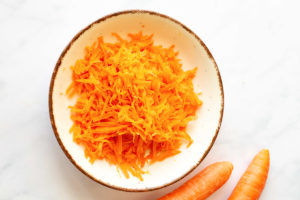 grated carrot in a bowl
