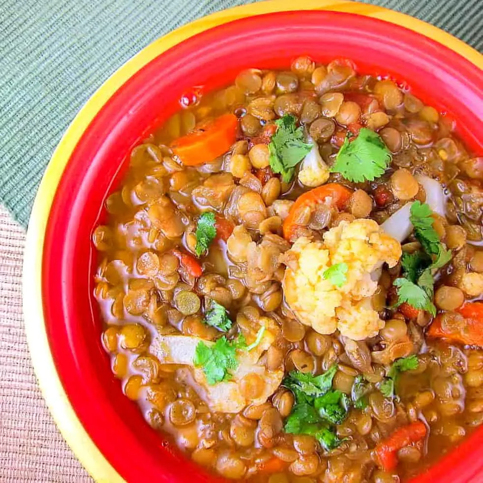 bowl of moroccan lentil soup