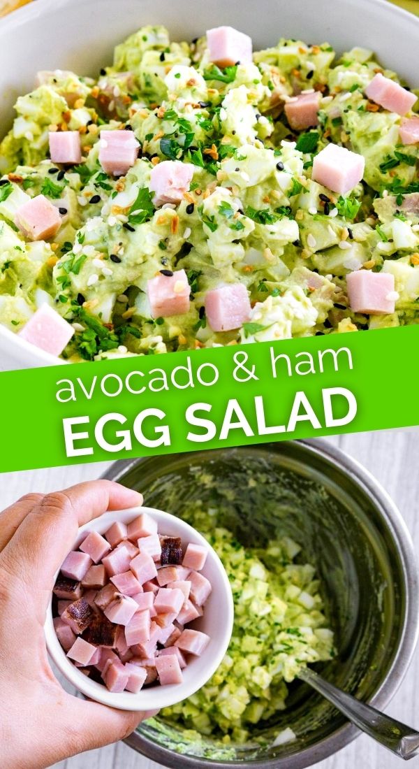 ham and egg salad with avocado pinnable image