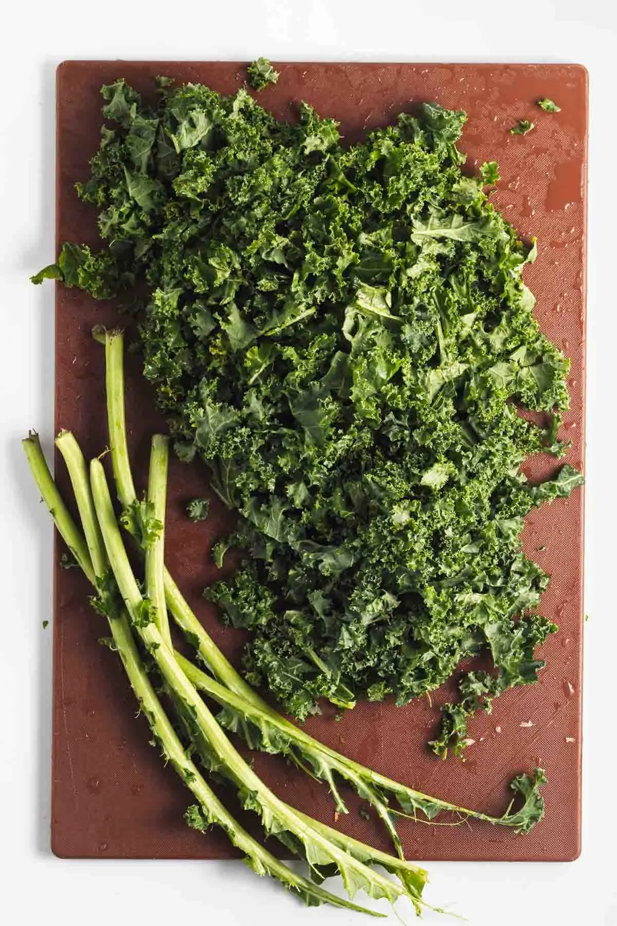 Kale leaves removed from the ribs and cut into bite-size pieces