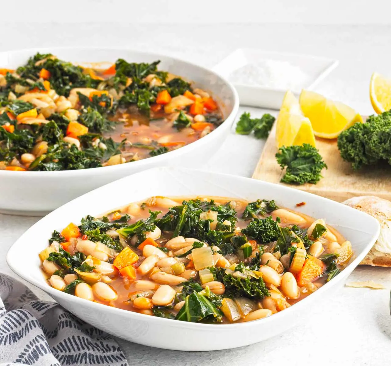 2 bowls of White Bean and Kale Soup