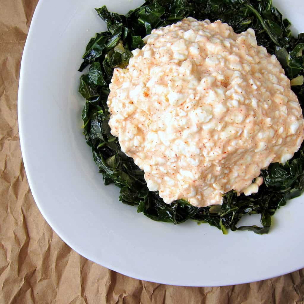 ethiopian cottage cheese with collard greens