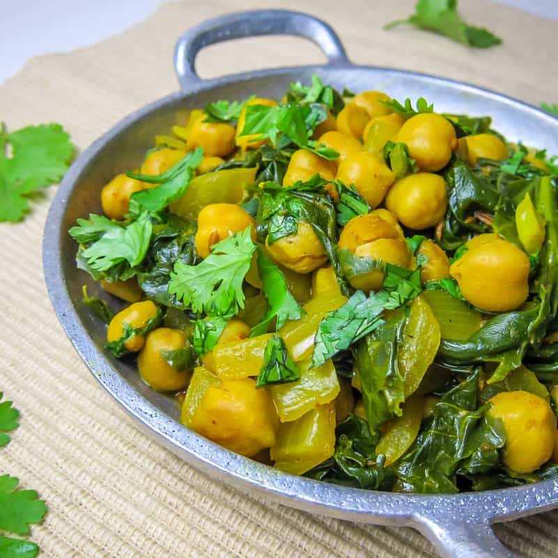 Curried chickpeas and kale