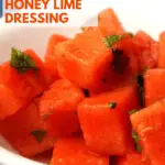 watermelon salad with honey lime dressing pinterest image