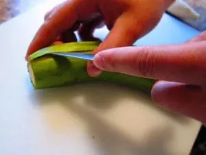how to peel green plantains - step 2