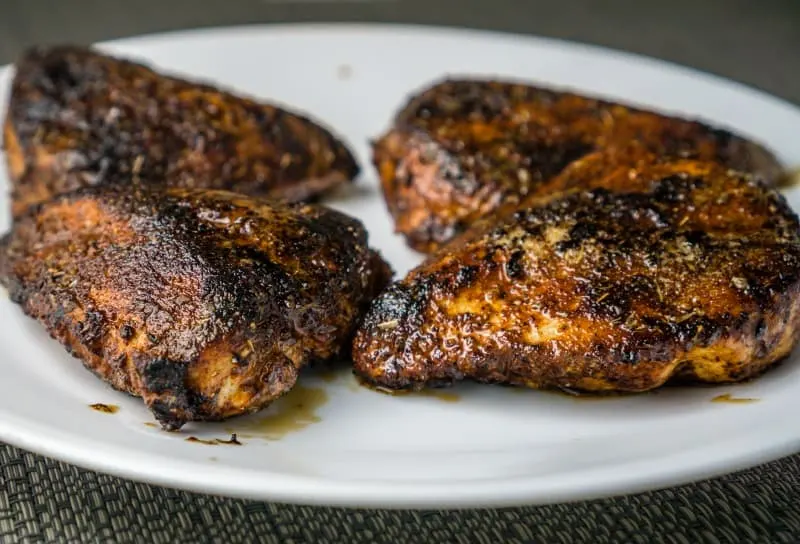 blackened chicken - tender and juicy - on a plate