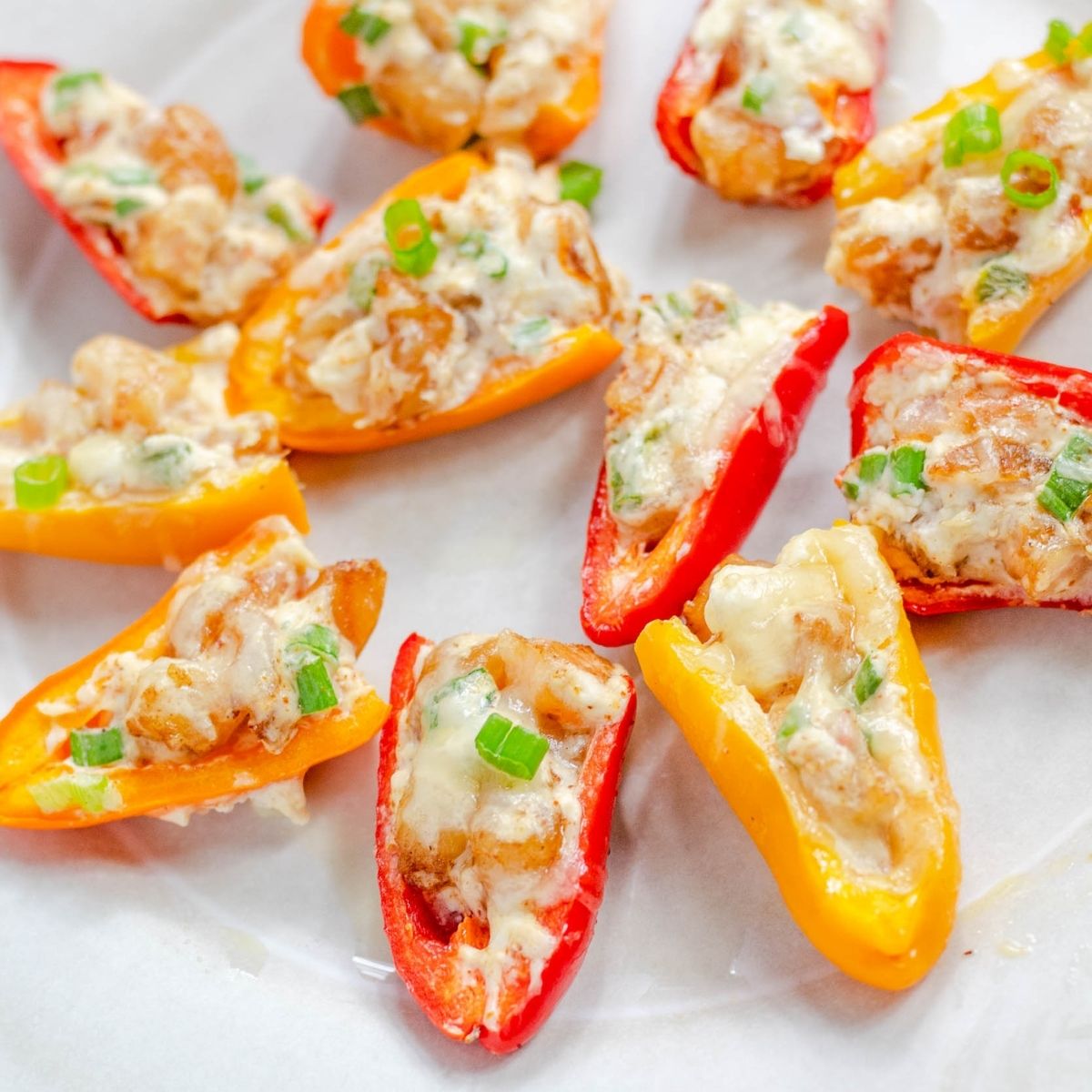 plate of shrimp rangoon mini bell peppers appetizer