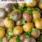 roasted baby potatoes close up image