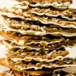 stack of chocolate covered matzo easy passover dessert