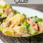 tropical shrimp avocado salad boats pinterest image