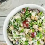 chickpea chicken salad in a bowl