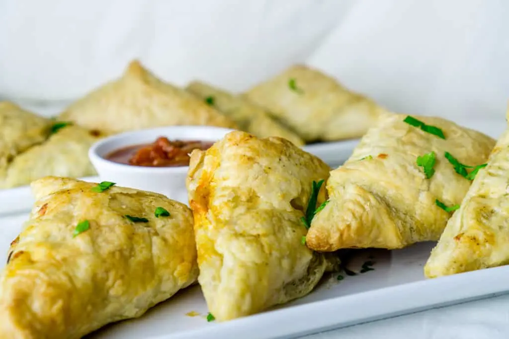 Black Bean Puff Pastry Triangles on a plate