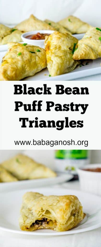 Black Bean Puff Pastry Triangles are the perfect after-school snack! From https://www.babaganosh.org