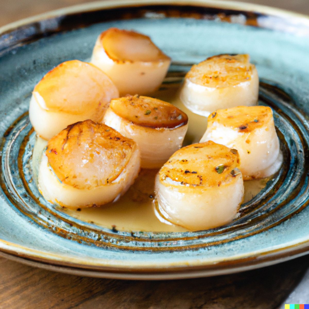 Plate of brown butter scallops.