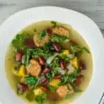 ﻿This Sausage & Kidney Bean Soup with butternut squash and kale is a favorite for cold weather!