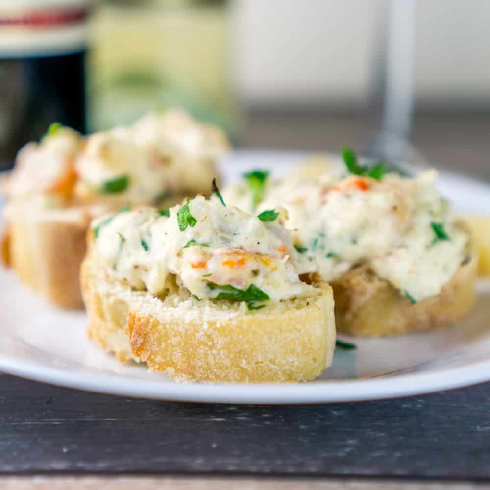 Toasted Baguette with Seafood Spread