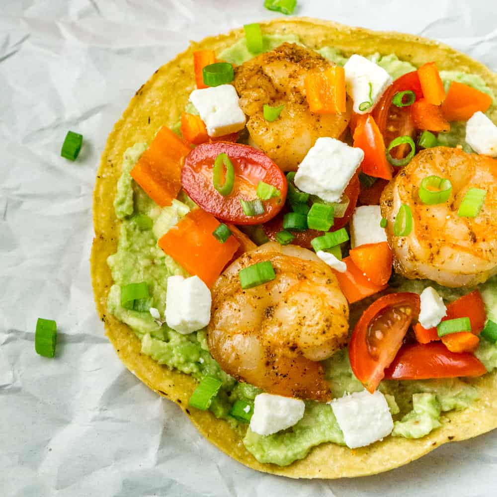 These easy Shrimp and Avocado Tostadas make the perfect snack from fresh, delicious ingredients!
