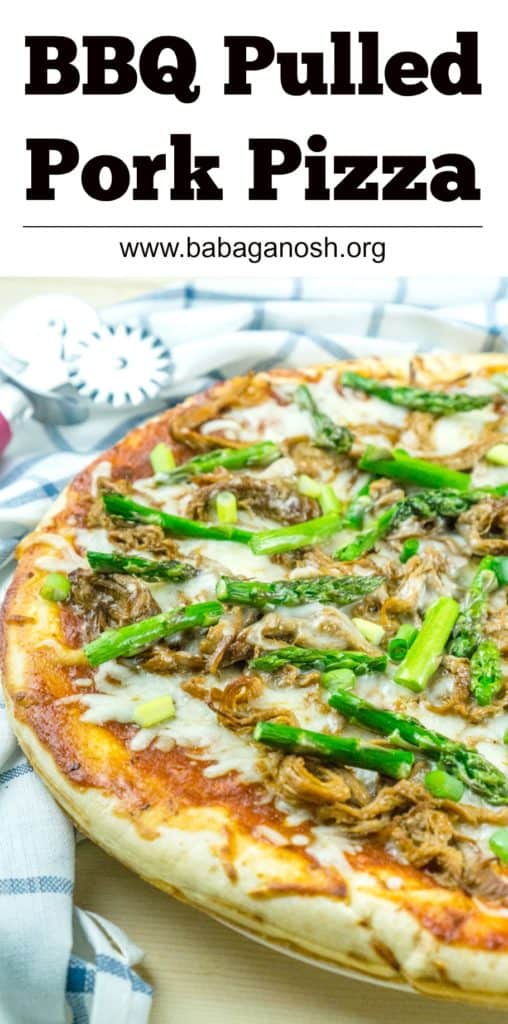 Use leftover pulled pork to make this BBQ Pulled Pork Pizza with Asparagus in just 20 minutes for a delicious dinner!