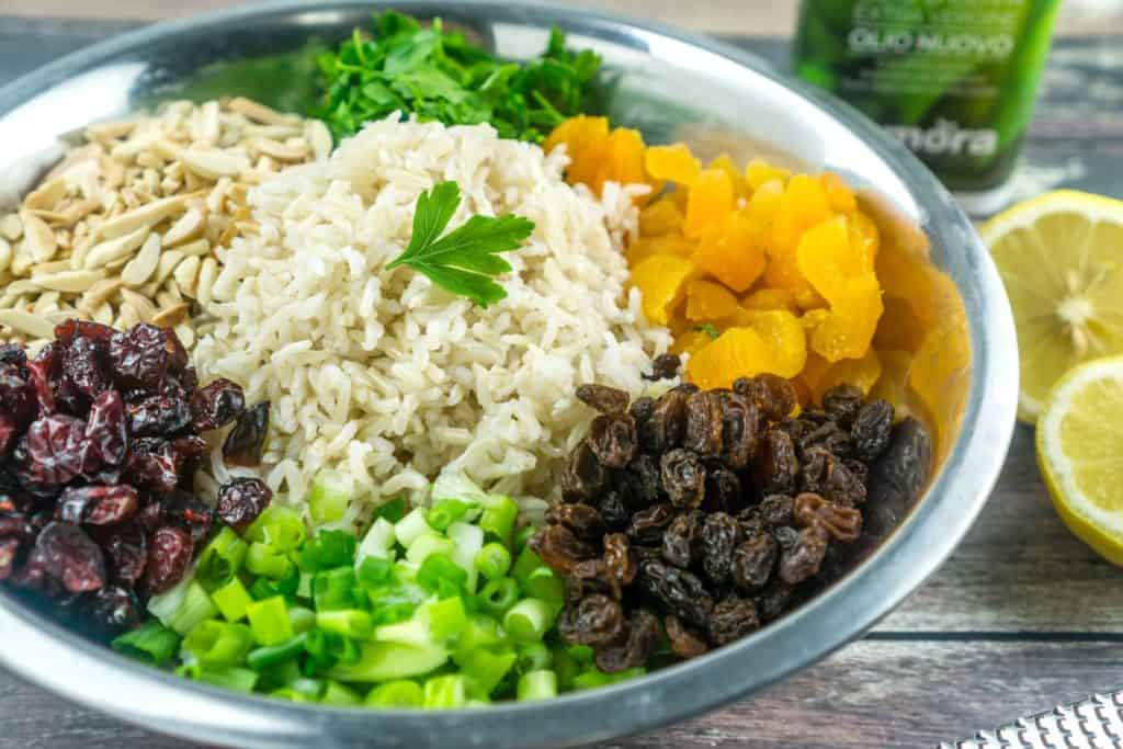 Brown Rice Salad with Nuts and Dried Fruit | Babaganosh.org