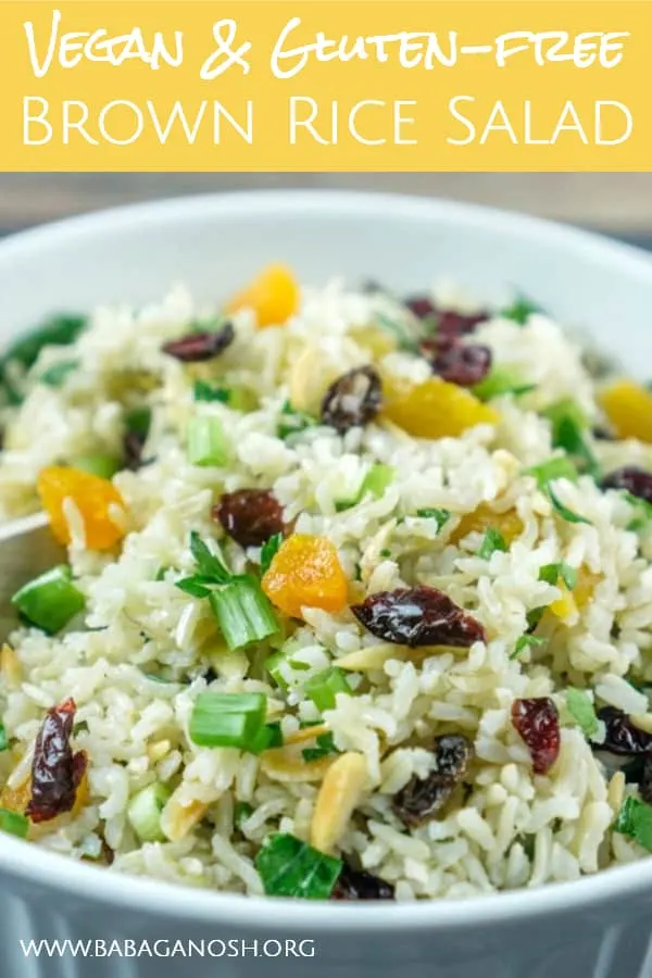 vegan brown rice salad pinterest image