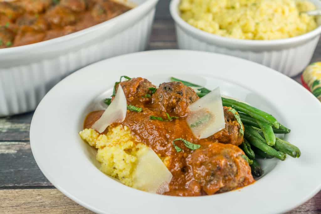 Moroccan Meatballs with Polenta and Green Beans | Babaganosh.org