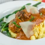 Moroccan Meatballs with Polenta and Green Beans | Babaganosh.org