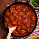 Skillet of Moroccan spiced meatballs