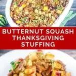 pinnable image of butternut squash thanksgiving stuffing