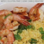 pinterest image of cajun shrimp and cauliflower grits