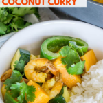 shrimp and sweet potato coconut curry pinterest graphic