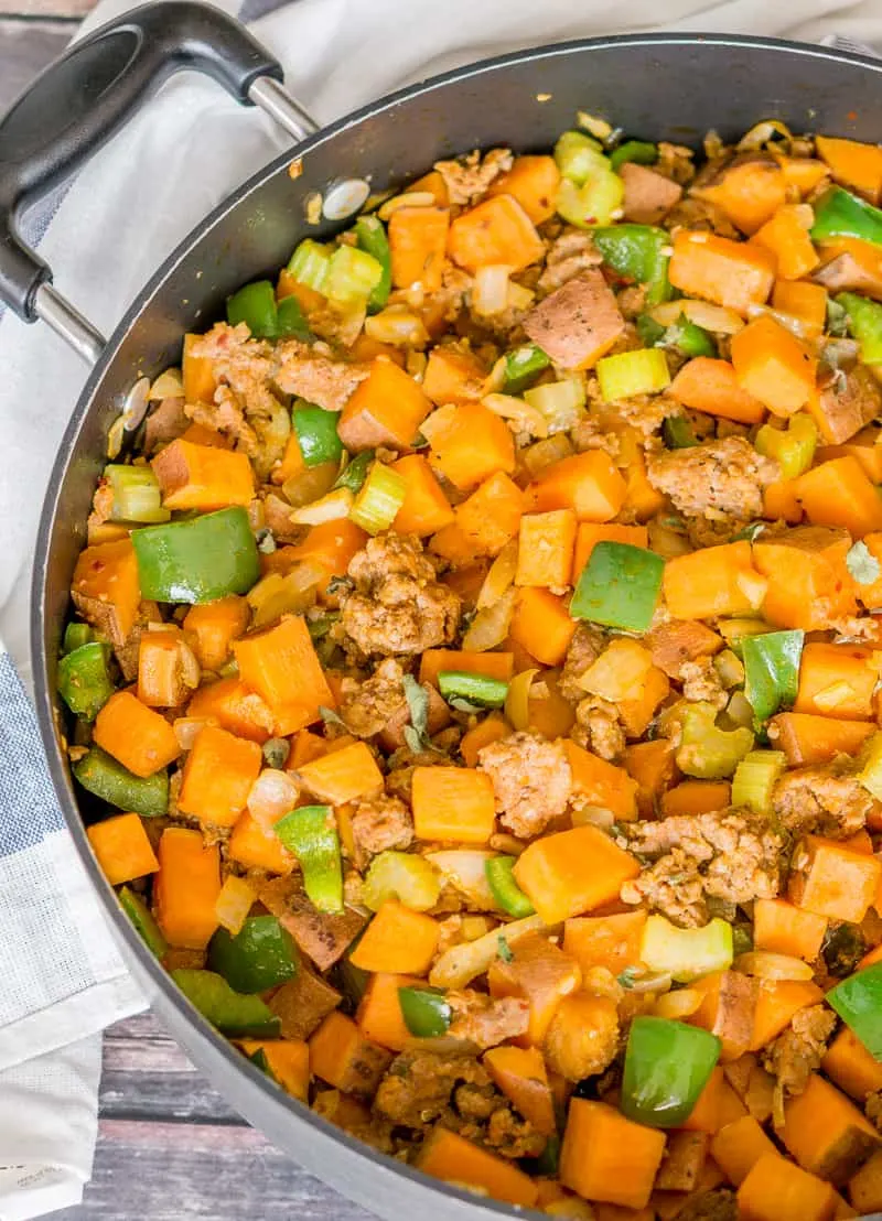 Sweet Potato Sausage Skillet with Bell Peppers