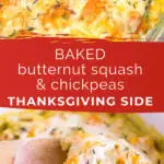 pinnable image of butternut squash Thanksgiving casserole