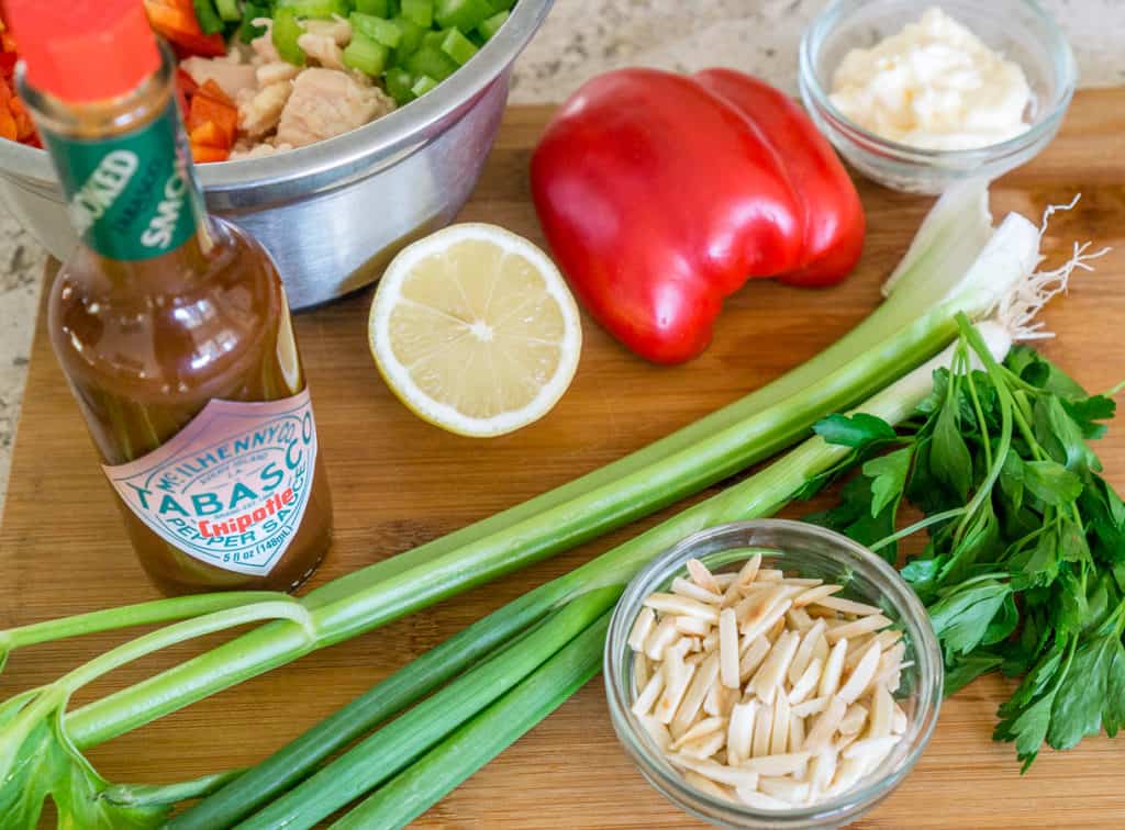 ingredients for crunchy spicy chicken salad